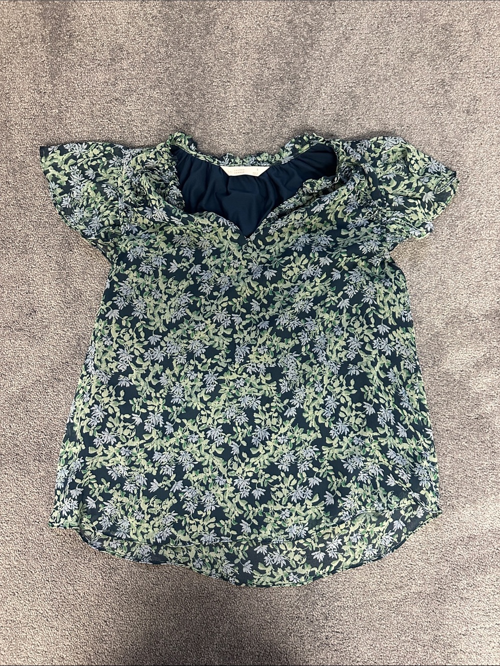 Navy Floral Short-Sleeve Top